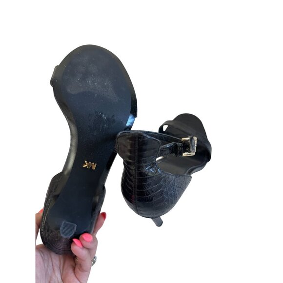 MICHAEL KORS Black Genuine Snakeskin Sandals Heels Size 7.5 - Picture 12 of 12